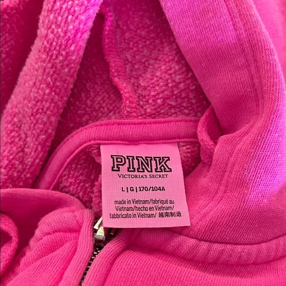 PINK Victoria's Secret Hot Pink Zip-Up Hoodie - Picture 7 of 7
